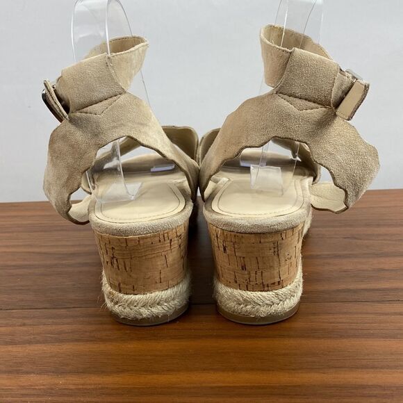 Marc Fisher Faitful leather suede cream platform sandals size 8.5 - Picture 3 of 10